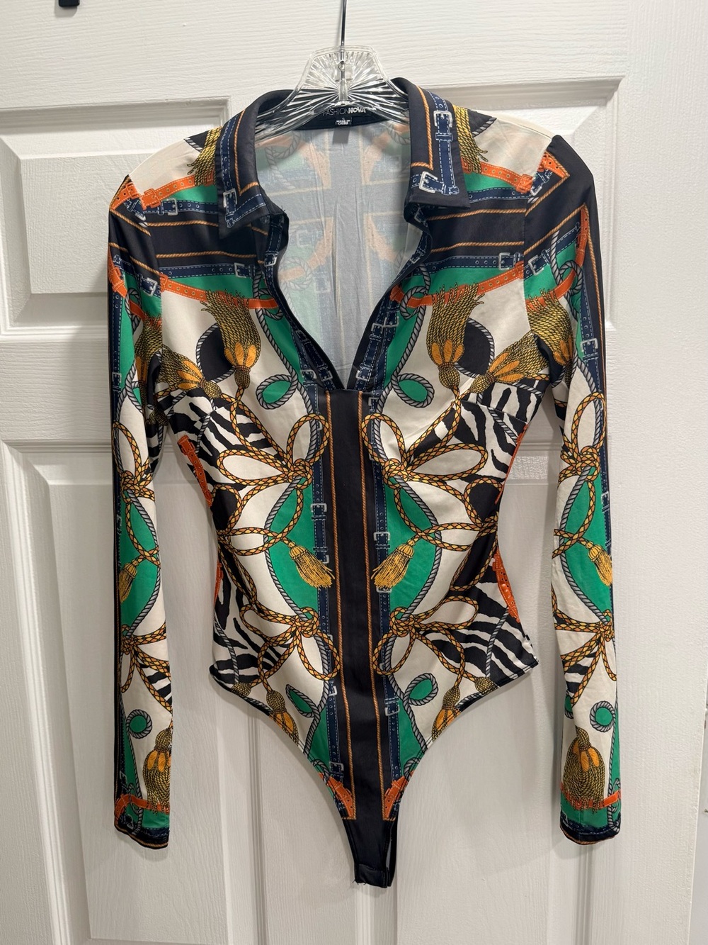 Fashion Nova Bodysuit equestrian print size Small